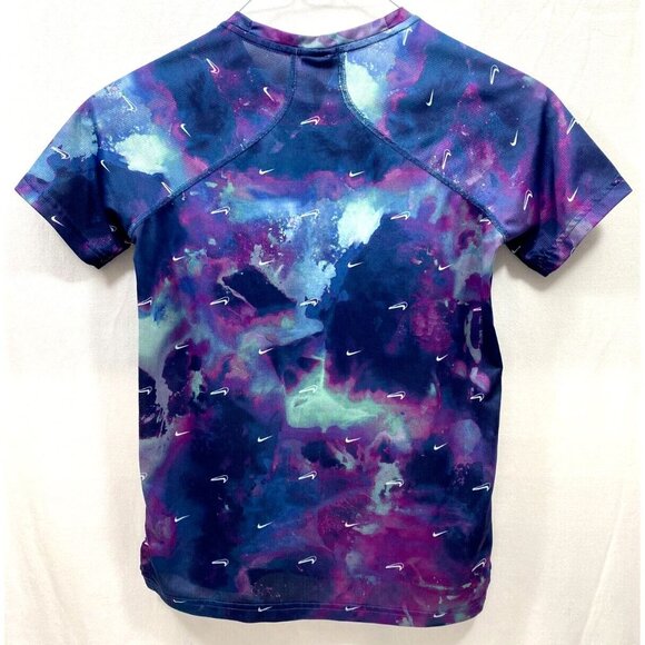 NIKE DRI-FIT Boys Blue Purple Green Logo Swoosh Short Sleeve T-Shirt Size M - Picture 3 of 6